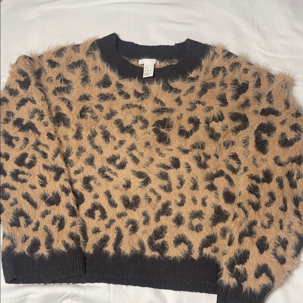 H&M Black and Tan Animal Print Sweater